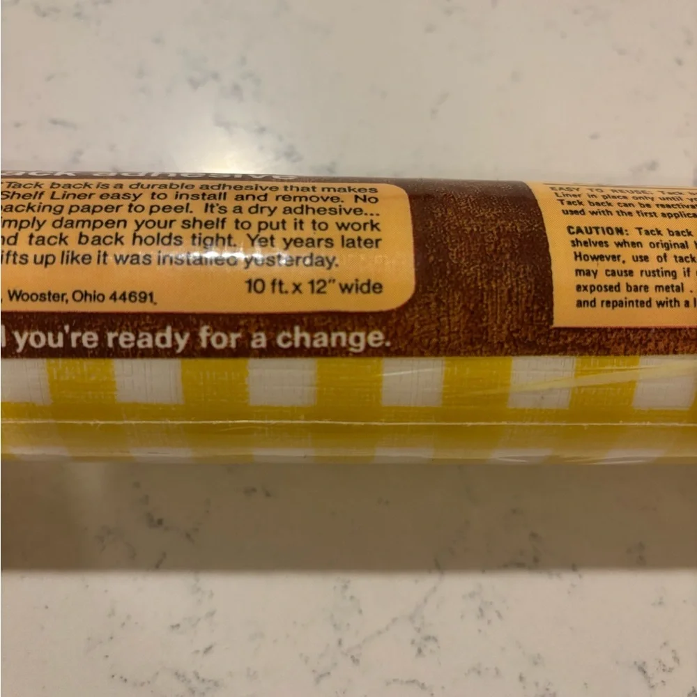 Vintage Rubbermaid Shelf Liner in Yellow and White Checkered Gingham 10 ft 1980